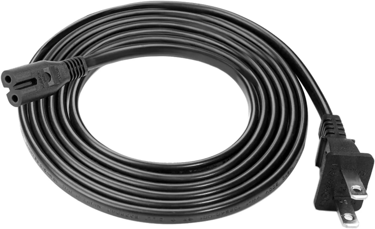 12FT AC Power Cord for PS3 Slim / PS4 / PS5 Game Console, TV, Printer, Speaker, Monitor 2 Prong Power Cable Replacement