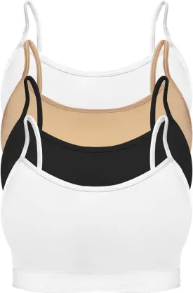 4 Pack Women's Seamless Wireless Half Cami Unpadded Bra Tops for Layering with Spaghetti Straps