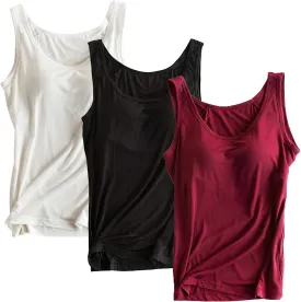 Alizeal 3 Pcs Women's Basic Solid Camisole Stretch Casual Tank Tops