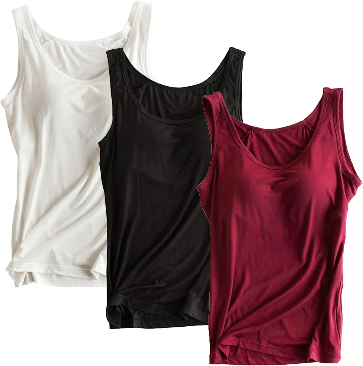 Alizeal 3 Pcs Women's Basic Solid Camisole Stretch Casual Tank Tops