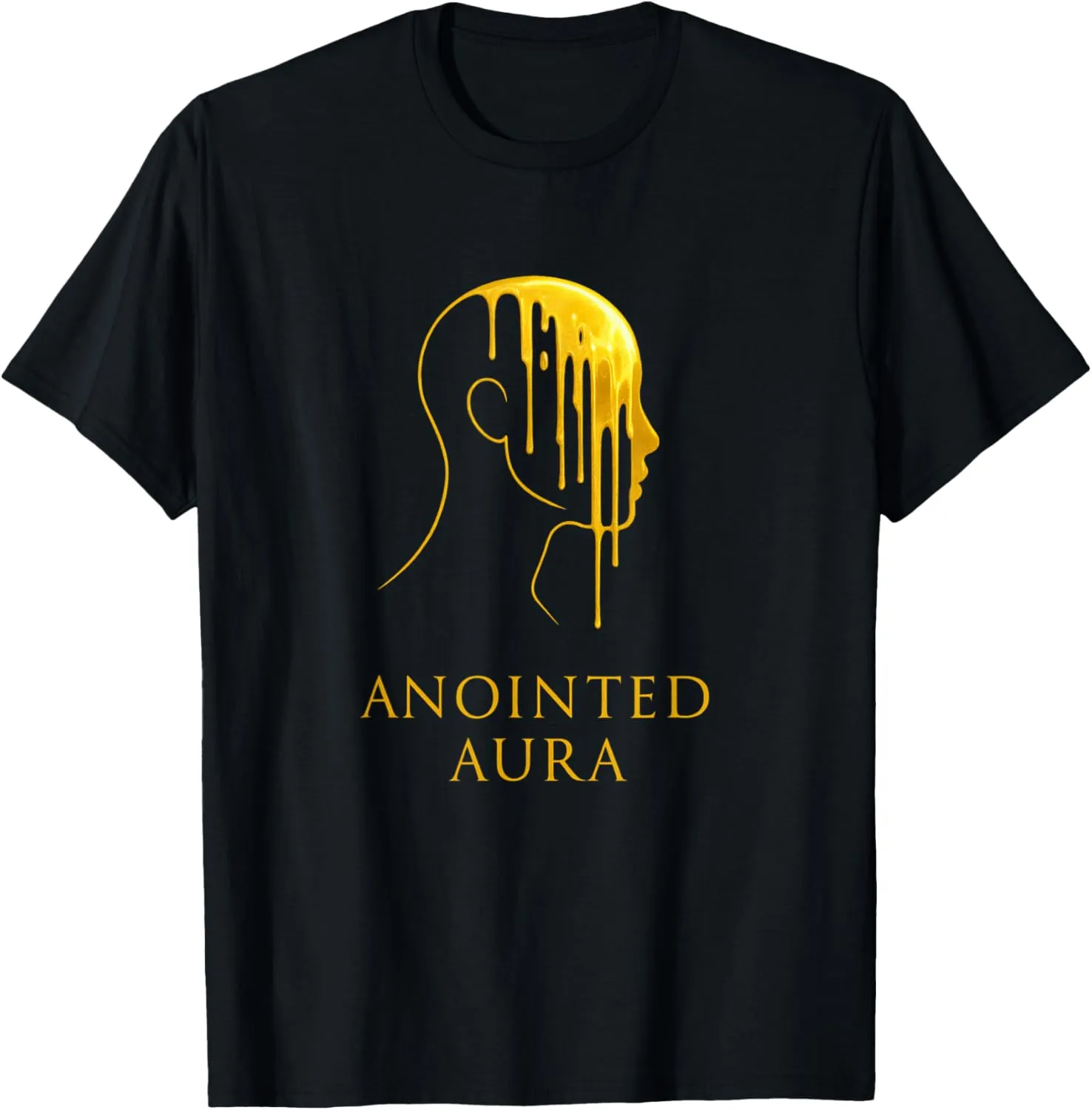 Anointed Aura  Gold Drip Minimalist Divine Head Graphic T-Shirt
