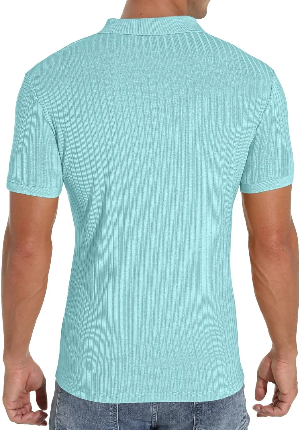 Askdeer Men's Polo Shirts Slim Fit Short/Long Sleeve Zipper Polo T Shirt Casual Golf Shirt Classic Tee