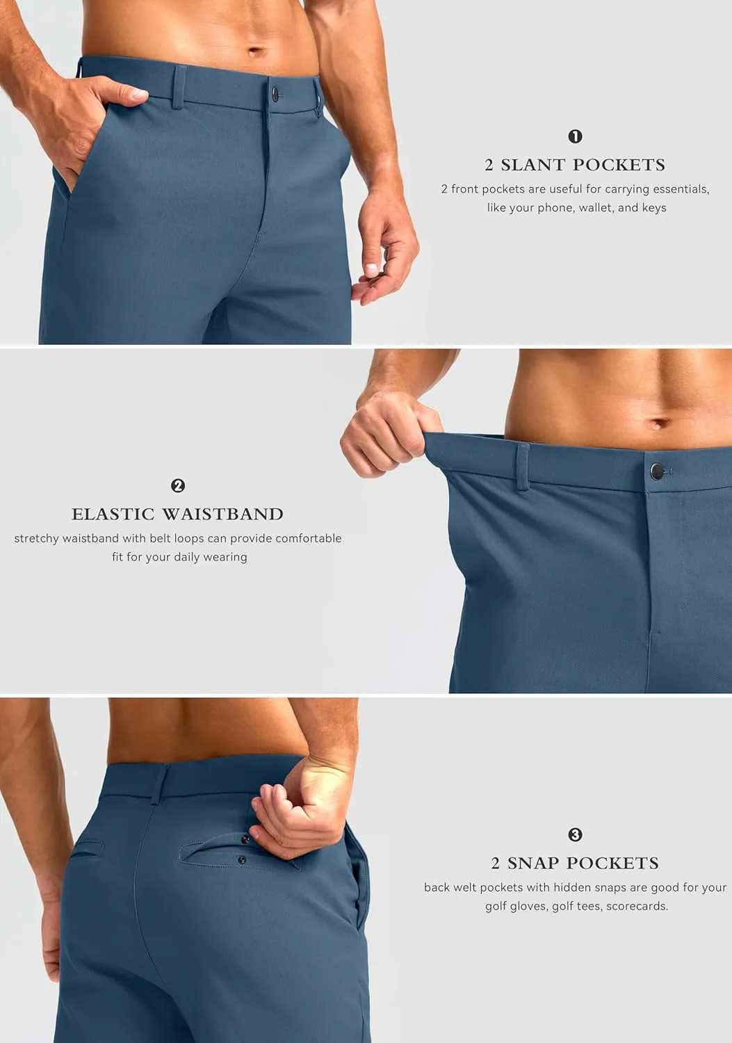 G Gradual Men's Golf Joggers Pants 4 Pockets with Belt Loops 28" Stretch Slim Fit Dress Joggers for Men Casual Travel