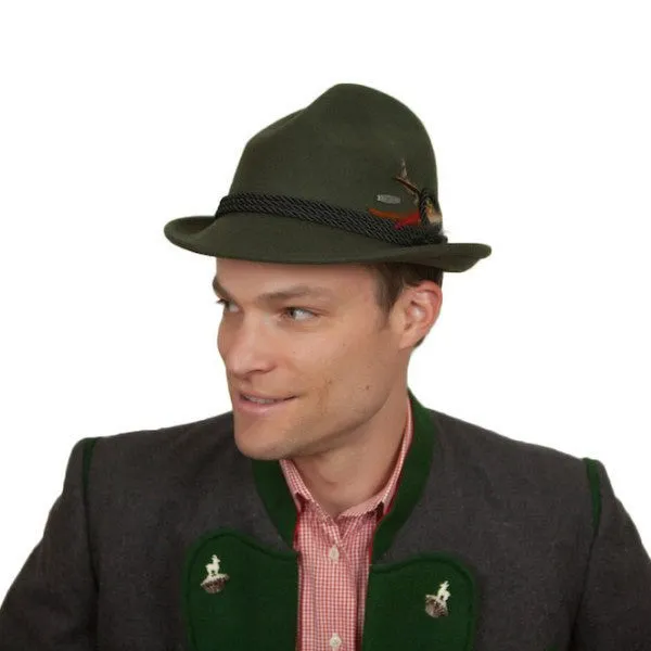 German Bavarian Style Green 100% Wool Hat