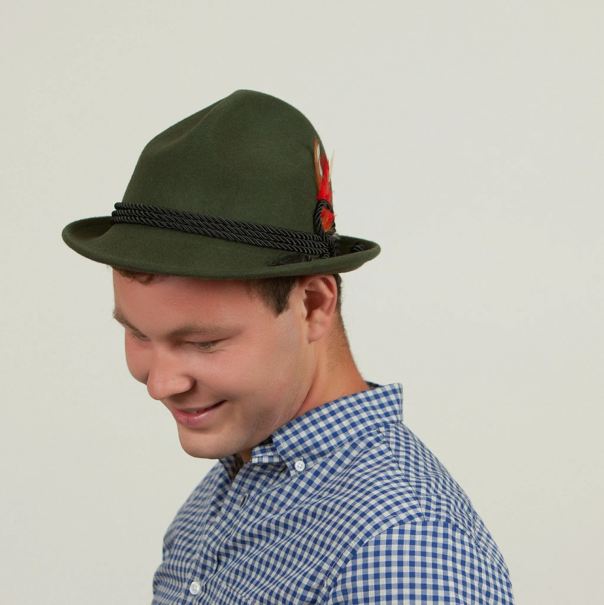 German Bavarian Style Green 100% Wool Hat