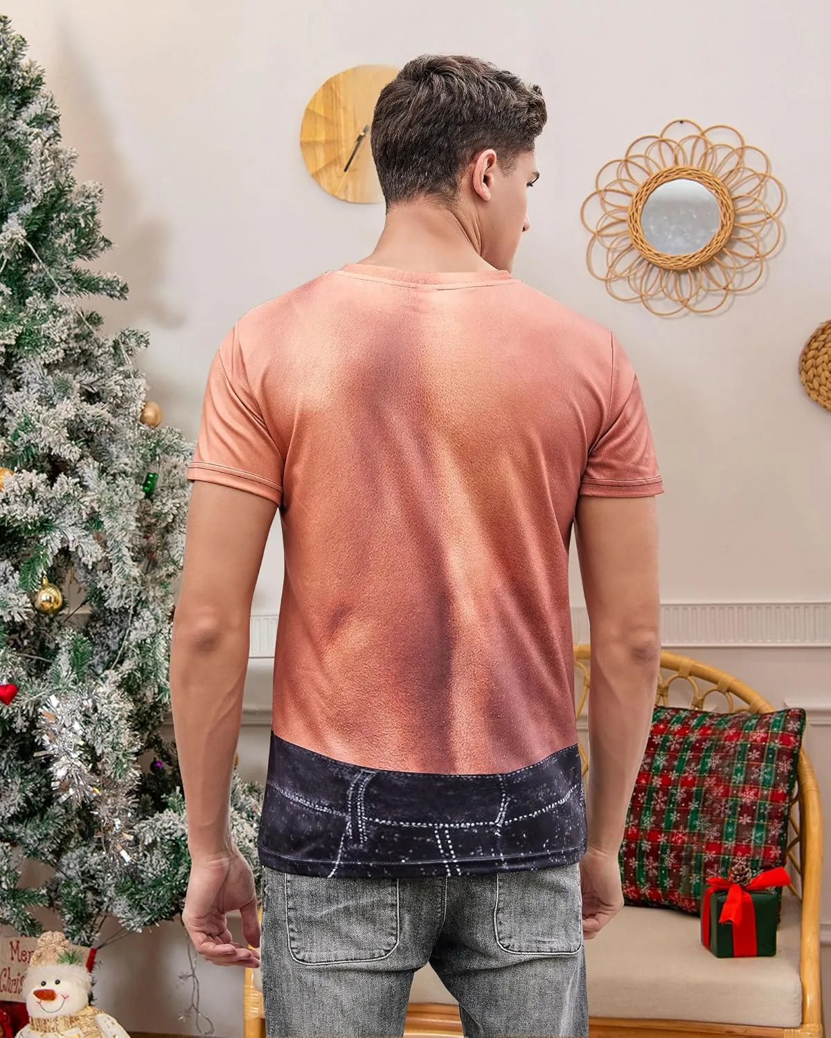 Goodstoworld Unisex 3D Fake Abs T Shirts Shredded Chest Printed Short Sleeve Costume Novelty Tees Shirt