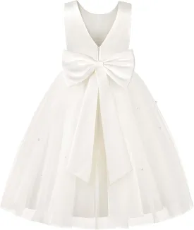 JerrisApparel Flower Girls Dress Wedding Satin Dresses Princess Birthday Party Prom Ball Gown