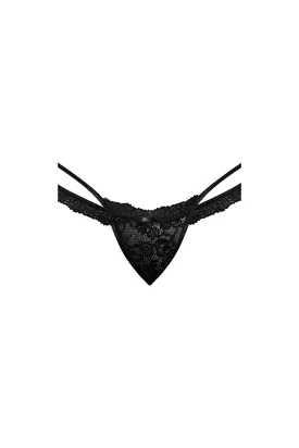 Magic Silk Ooh La Lace Cross Strap Split Crotch Tanga Black