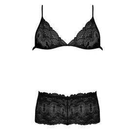 Magic Silk Sexy Time Triangle Bra & Cheeky Short Set Black