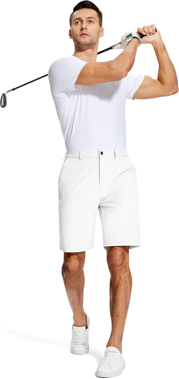 Mens Golf Dress Shorts 9 Inch with 5 Pockets Stretch Lightweight Quick Dry Chino Flat Front Shorts for Work Casual
