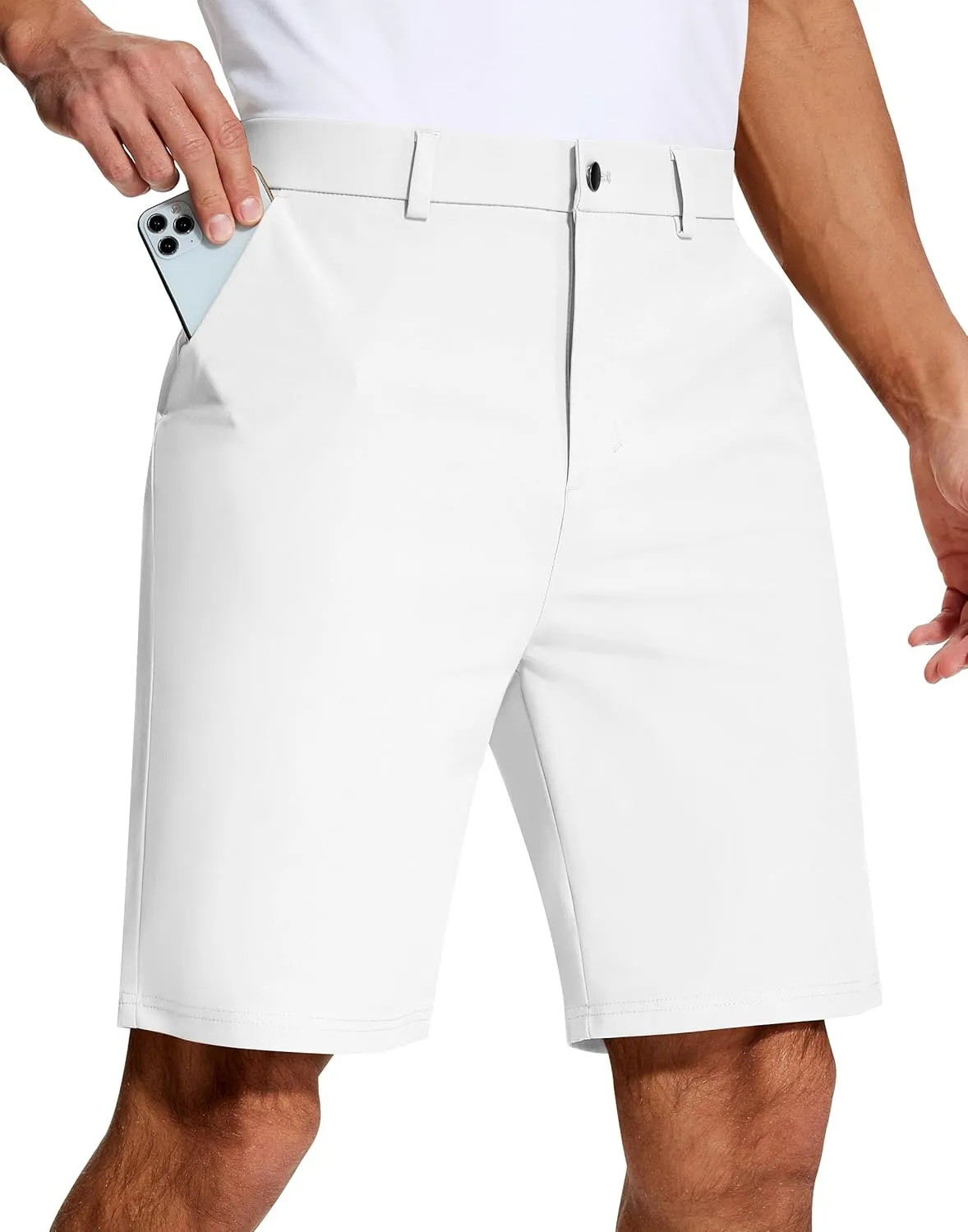 Mens Golf Dress Shorts 9 Inch with 5 Pockets Stretch Lightweight Quick Dry Chino Flat Front Shorts for Work Casual