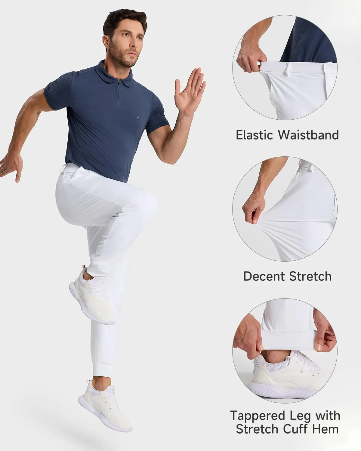 Men's Golf Joggers Pants with 5 Pockets Stretch Fit Work Dress Athletic Jogger Sweatpants for Running Gym