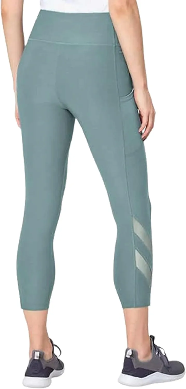 Mondetta Womens Midweight High Waisted Mesh Capri Legging
