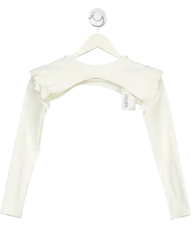 Port De Bras White Shoulder Round Chantilly Long Sleeve Top UK S