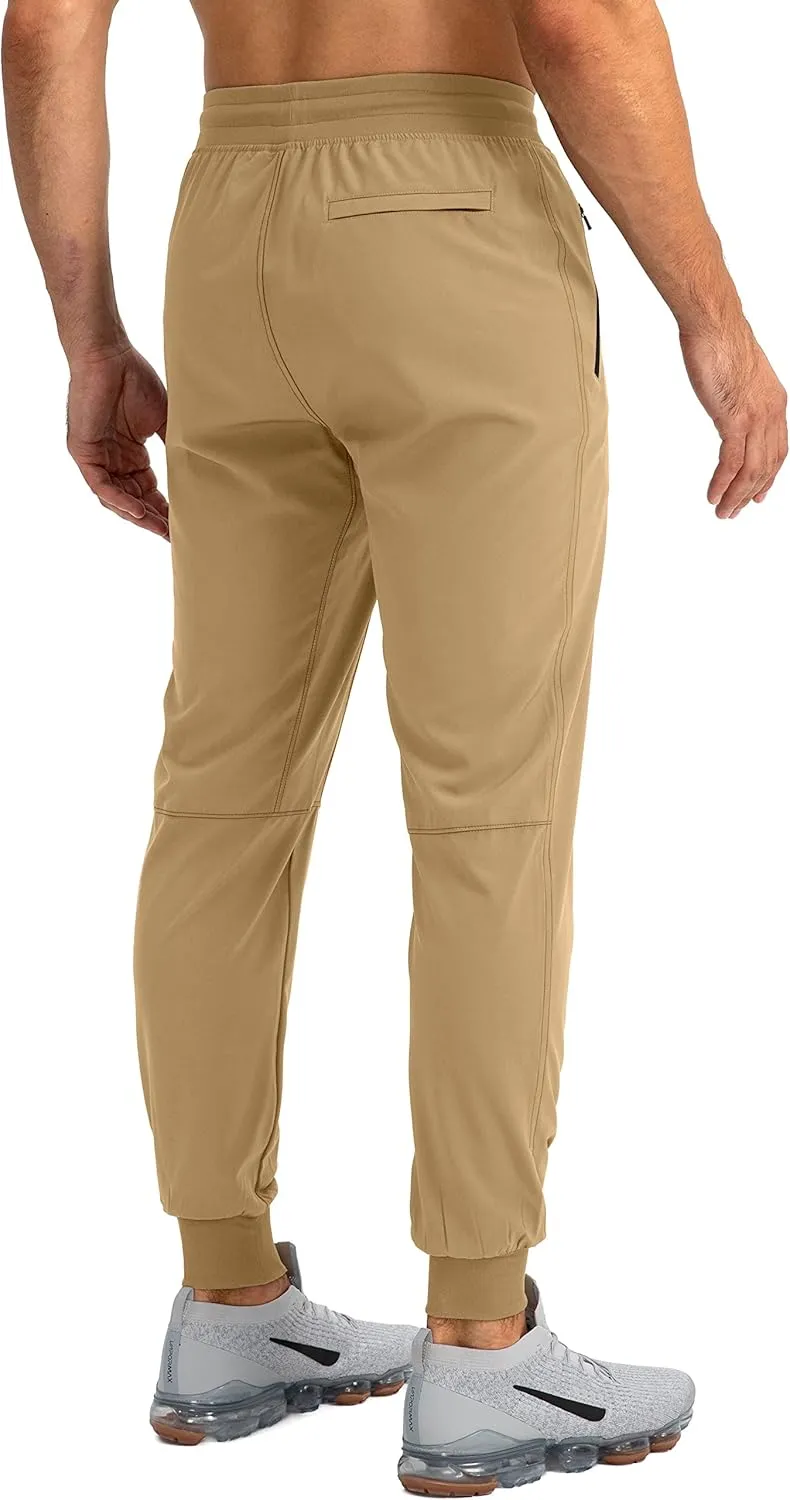 Pudolla Men's Lightweight Jogger Pants Workout Gym Running Pants with Zipper Pockets for Athletic Casual