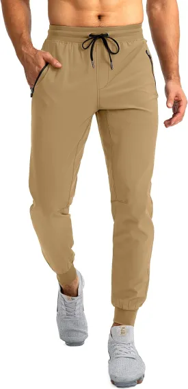 Pudolla Men's Lightweight Jogger Pants Workout Gym Running Pants with Zipper Pockets for Athletic Casual