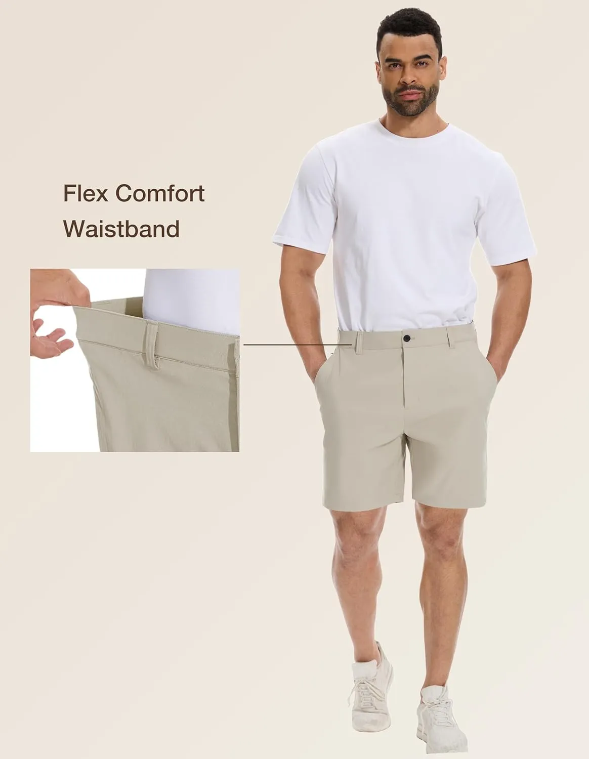 PULI Men's Big & Tall Golf Shorts Stretch 10 Inch Inseam Waterproof Lightweight Qiuck Dry Hiking Shorts