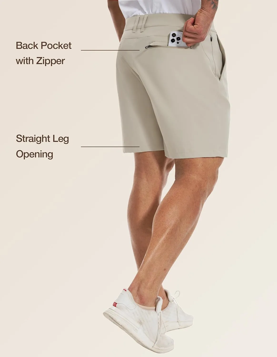 PULI Men's Big & Tall Golf Shorts Stretch 10 Inch Inseam Waterproof Lightweight Qiuck Dry Hiking Shorts