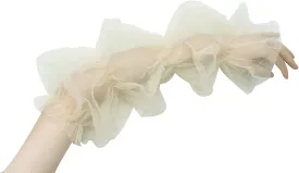 QRBTSCL Women's Long Tulle Gloves Lace Semi Sheer Puffy Sleeves Fingerless Gloves Sunscreen Dress Costume Accessory