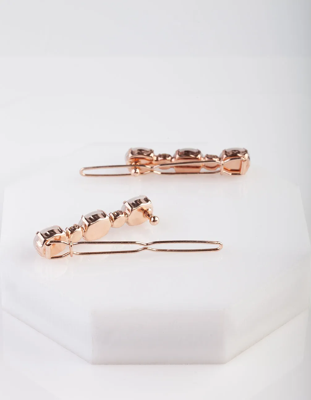 Rose Gold and Trio White Stone Clip Pack