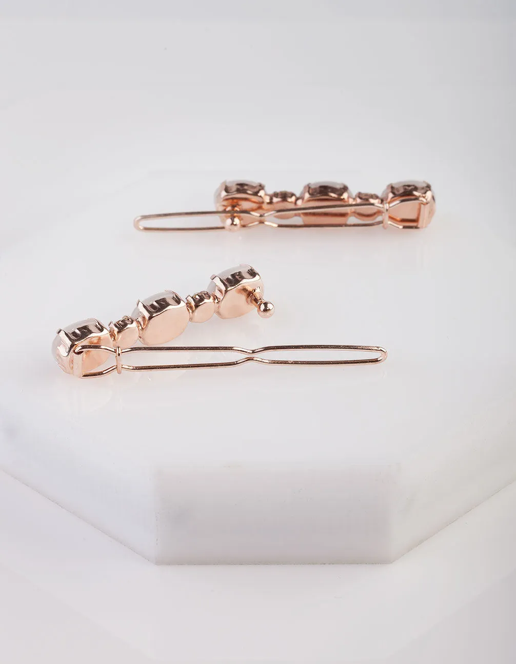 Rose Gold and Trio White Stone Clip Pack