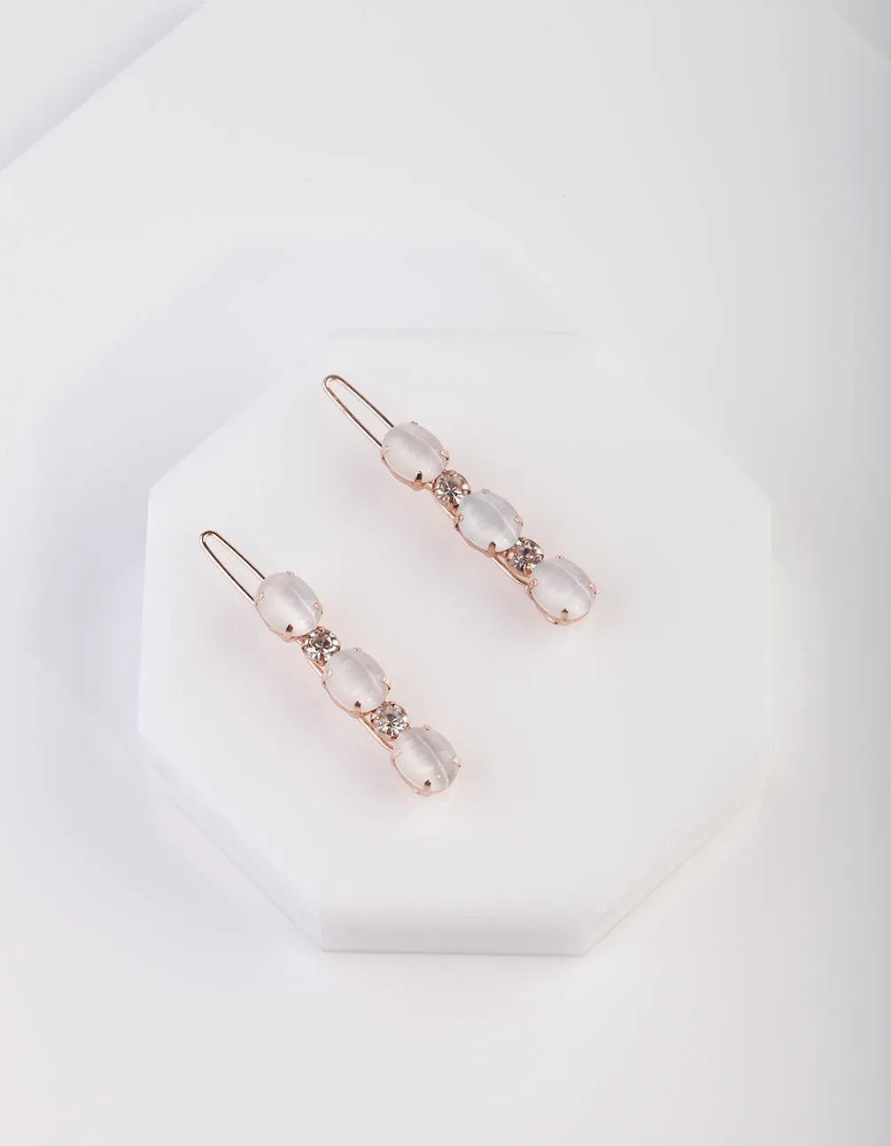 Rose Gold and Trio White Stone Clip Pack