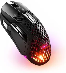 SteelSeries Aerox 5 Wireless - Holey RGB Gaming Mouse - Ultra-lightweight Water Resistant Design - 9 Buttons  Bluetooth/2.4 GHz - 18K DPI TrueMove Air Optical Sensor