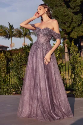 Whimsy Off the Shoulder Ballgown Prom Dress 740198TRR-EnglishViolet Cinderella Divine CD0198 LaDivine CD0198